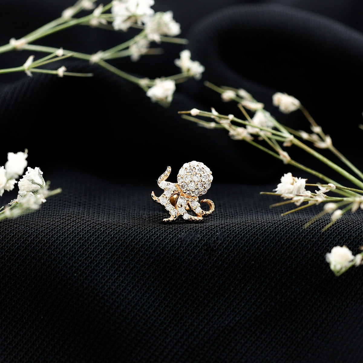 Moissanite Octopus Earring for Cartilage Piercing