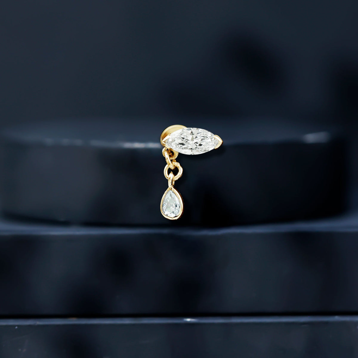 Marquise Moissanite Dangle Cartilage Earring