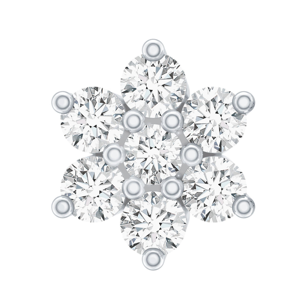 Round Cut Natural Diamond Flower Nose Stud For Women