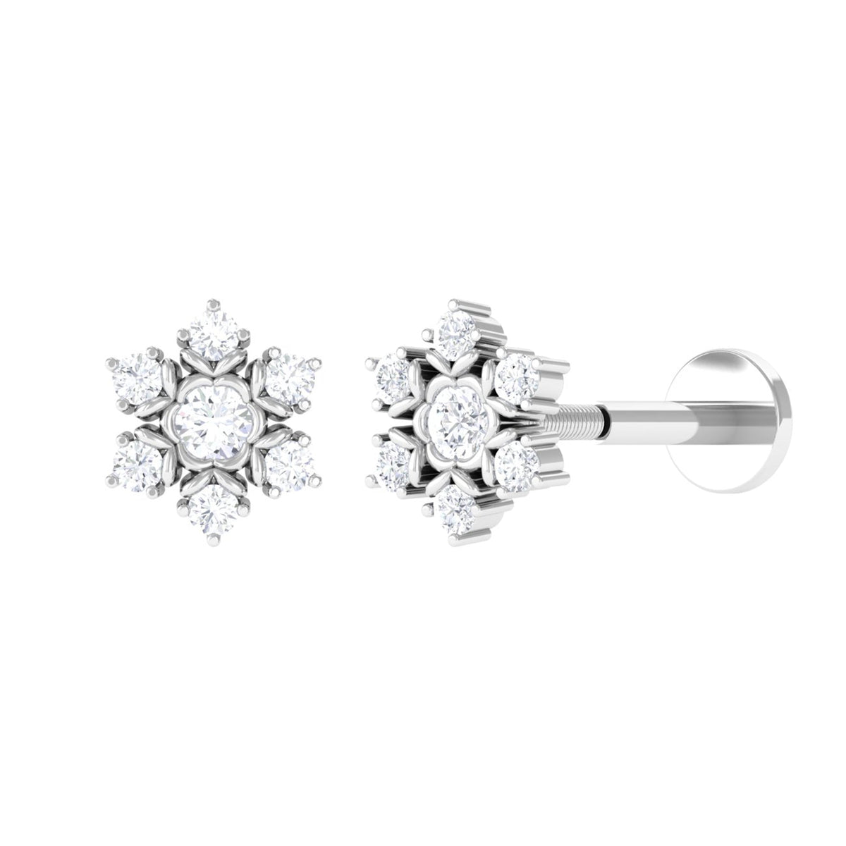 Nature Inspired Diamond Flower Earring for Helix Piercing