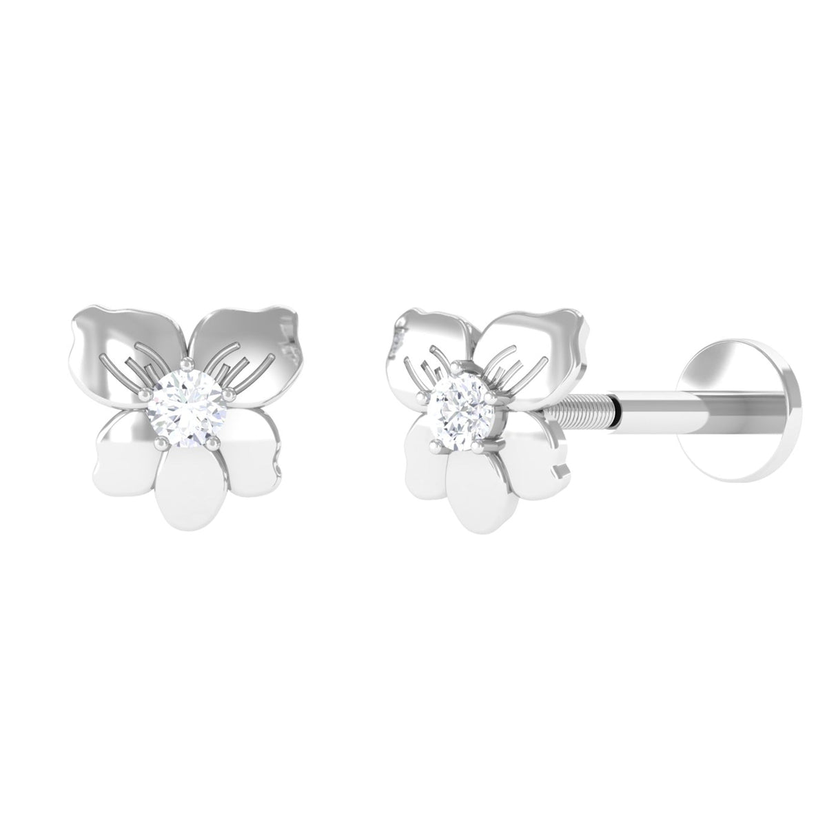 Nature Inspired Diamond Floral Helix Earring