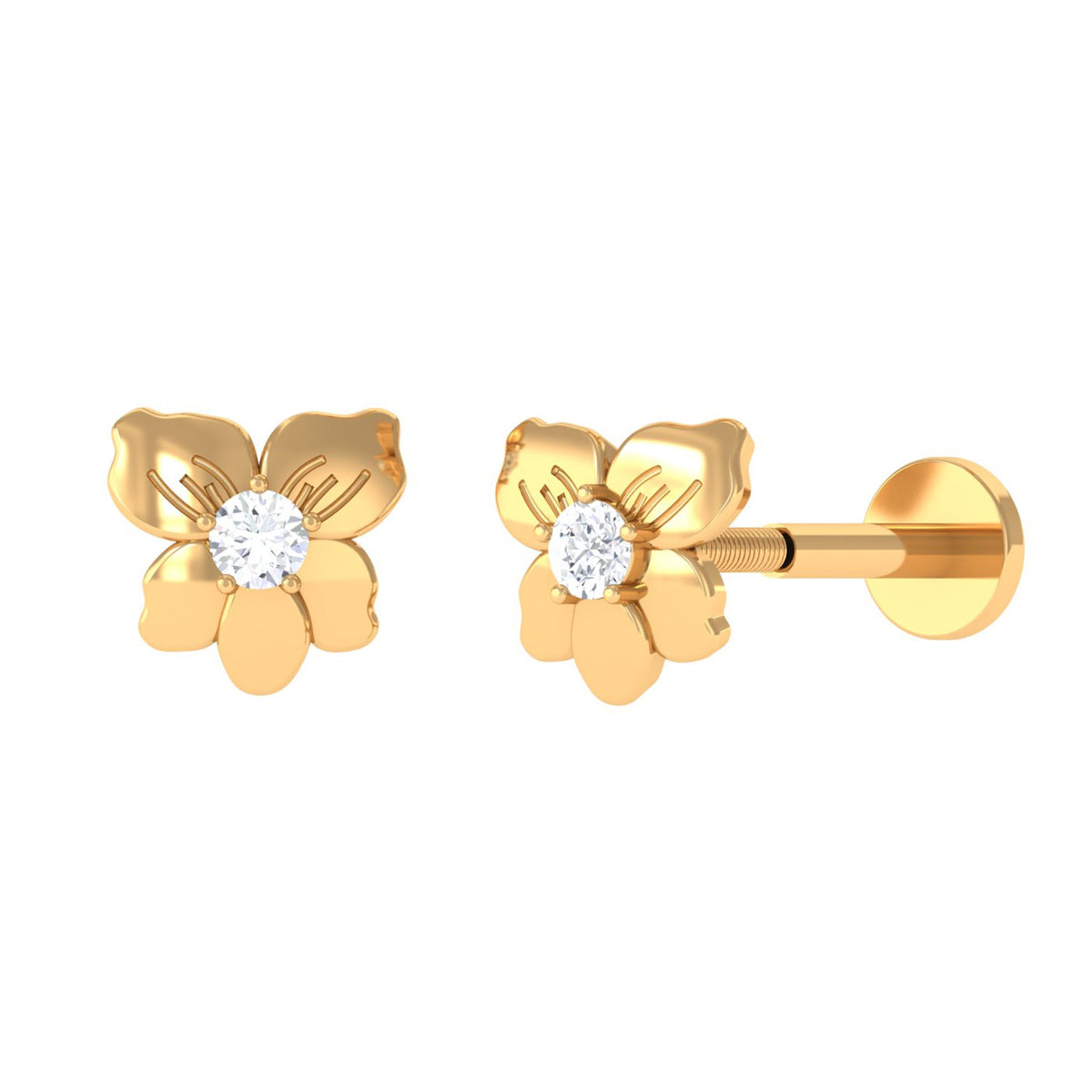Nature Inspired Diamond Floral Helix Earring