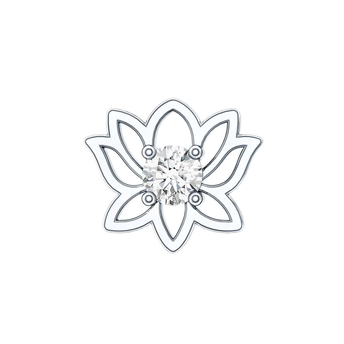 Nature Inspired Diamond Lotus Earring for Helix Piercing
