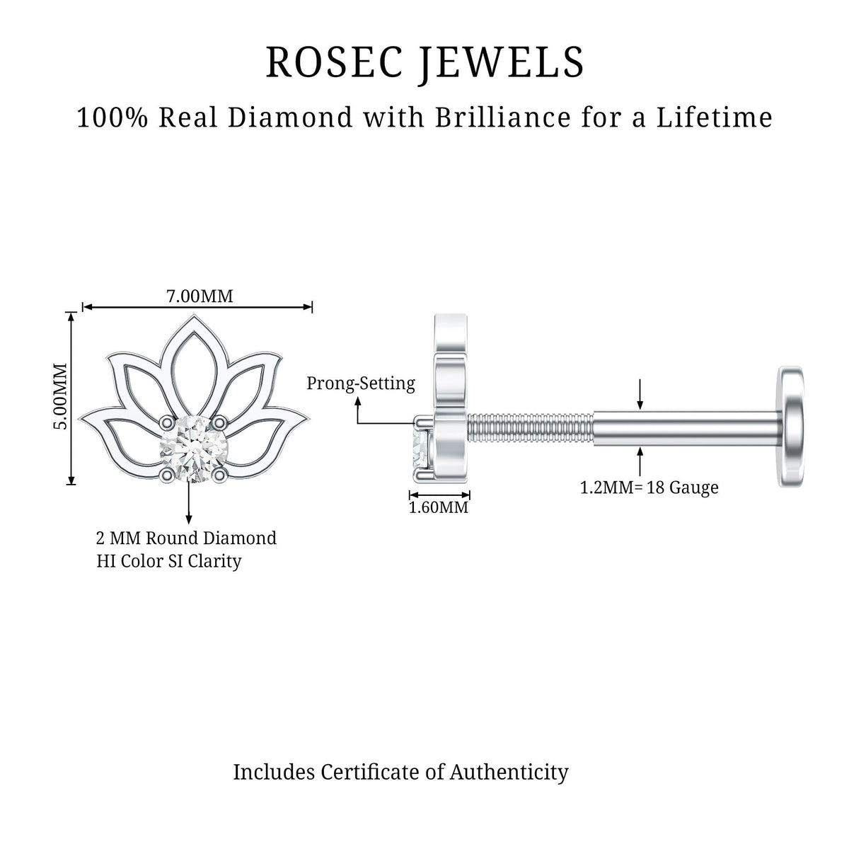 Nature Inspired Diamond Lotus Earring