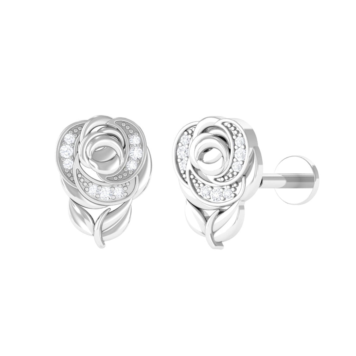 Nature Inspired Diamond Flower Helix Earring