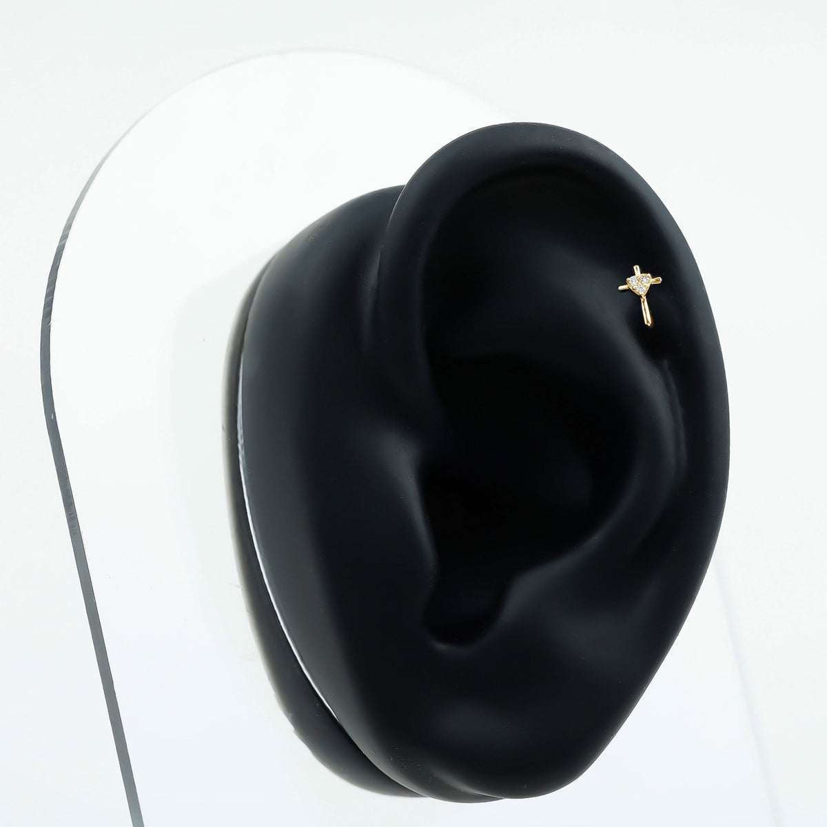Round Natural Diamond Cross Helix Earring