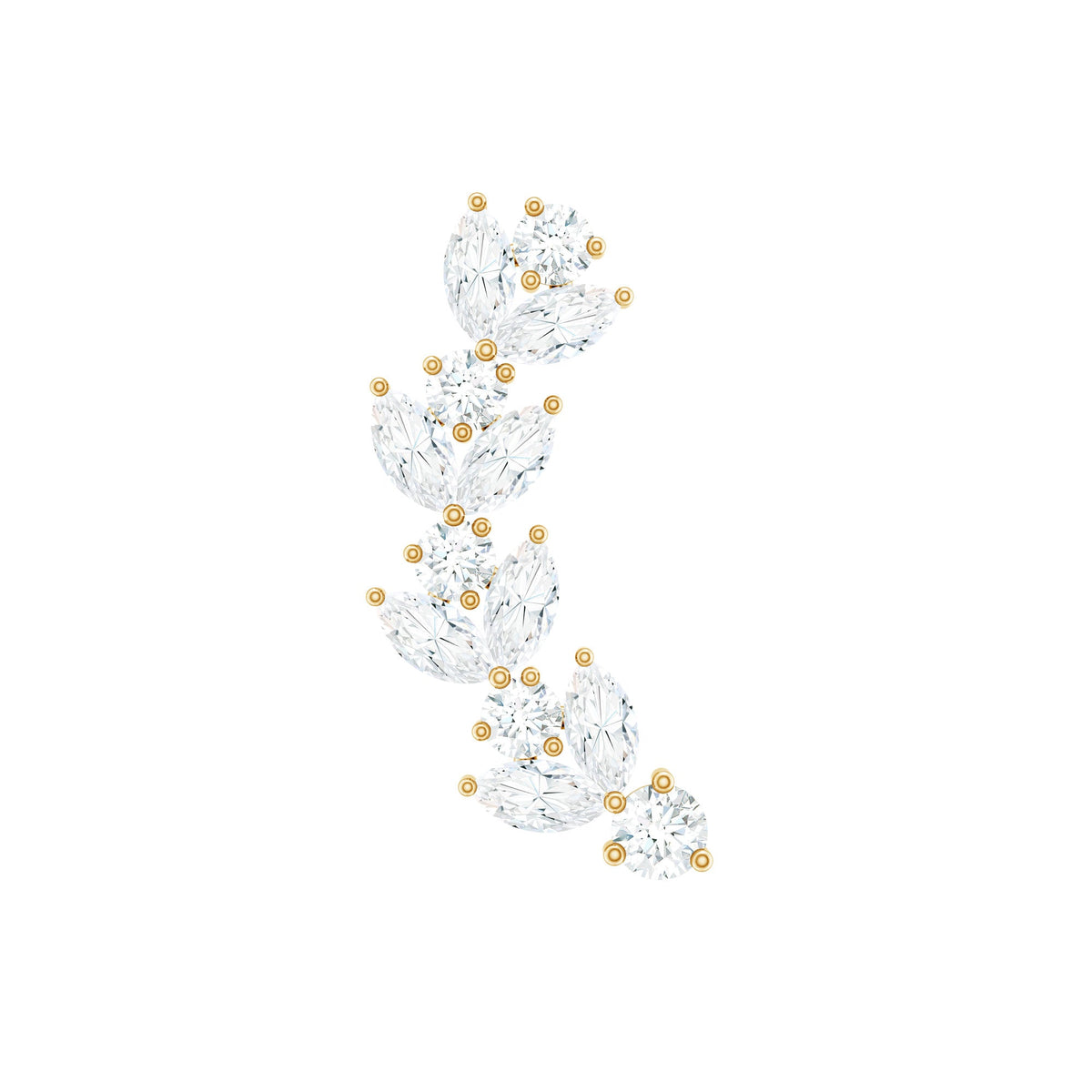 Marquise and Round Moissanite Leaf Helix Earring
