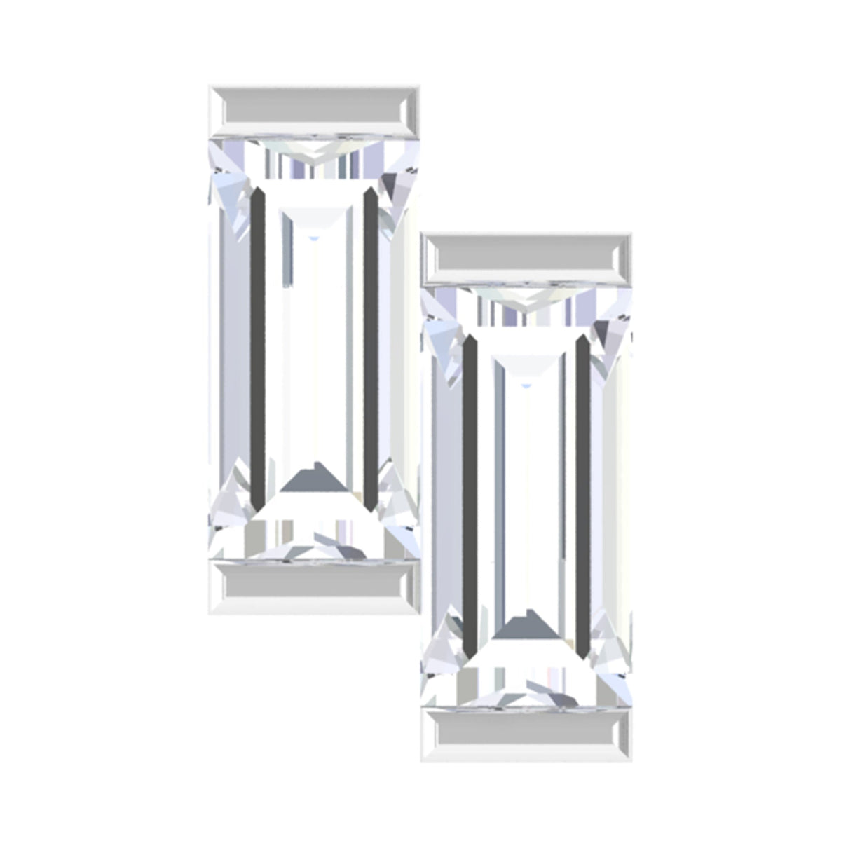 Baguette Moissanite 2 Stone Dainty Nose Stud