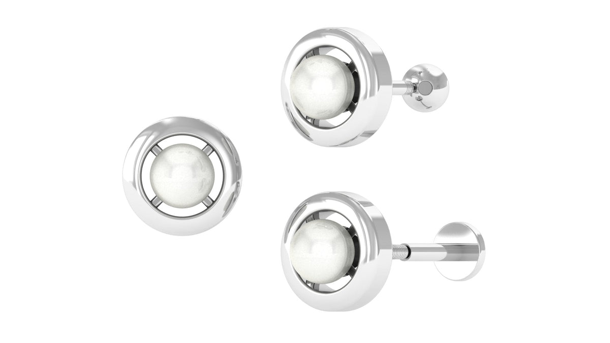 Circle Freshwater Pearl Earring for Helix Piercing
