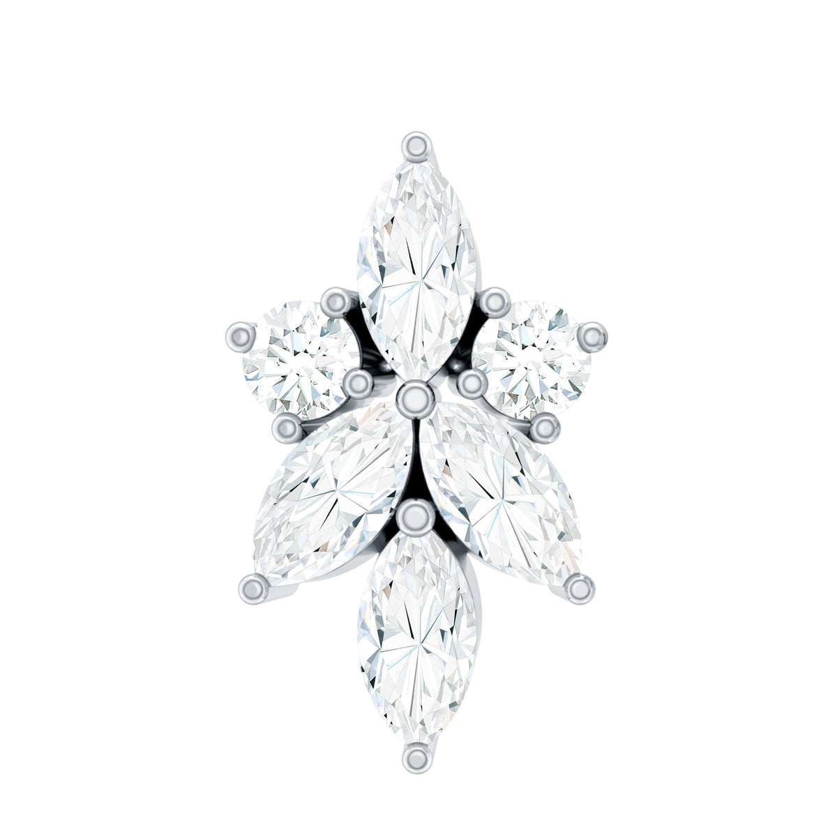 Marquise and Round Moissanite Cluster Floral Earring