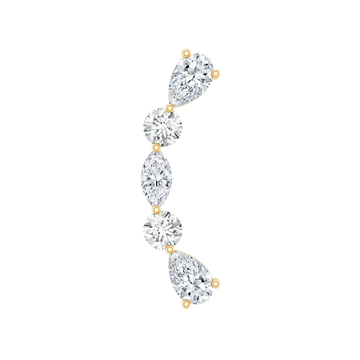 Certified Moissanite Curved Crawler Earring for Helix Piercing