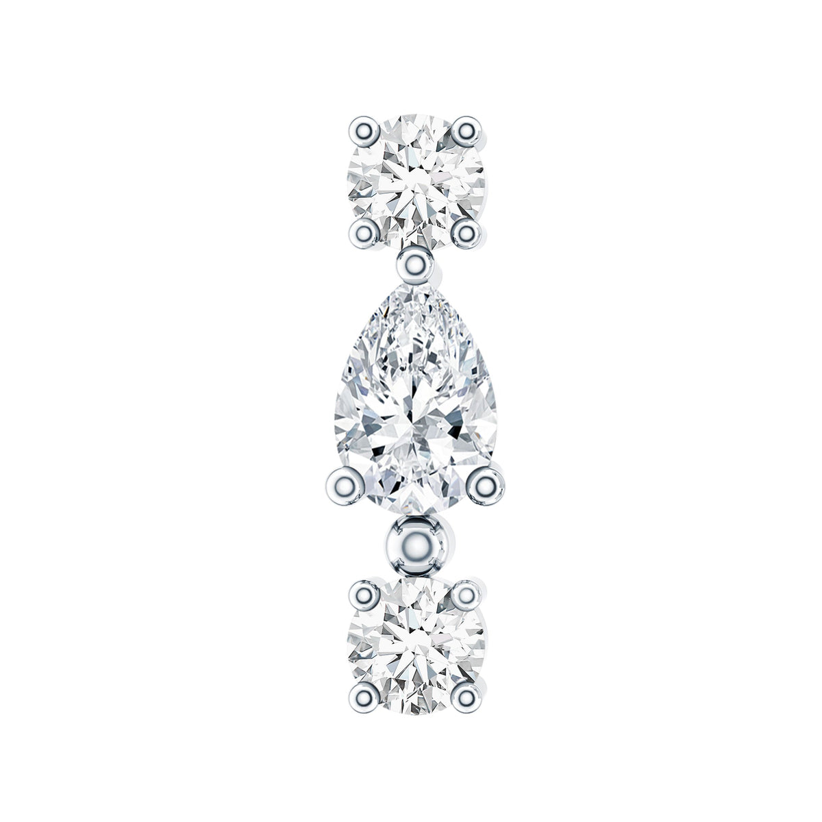 Natural Three Diamond Cartilage Earring with Flat Back