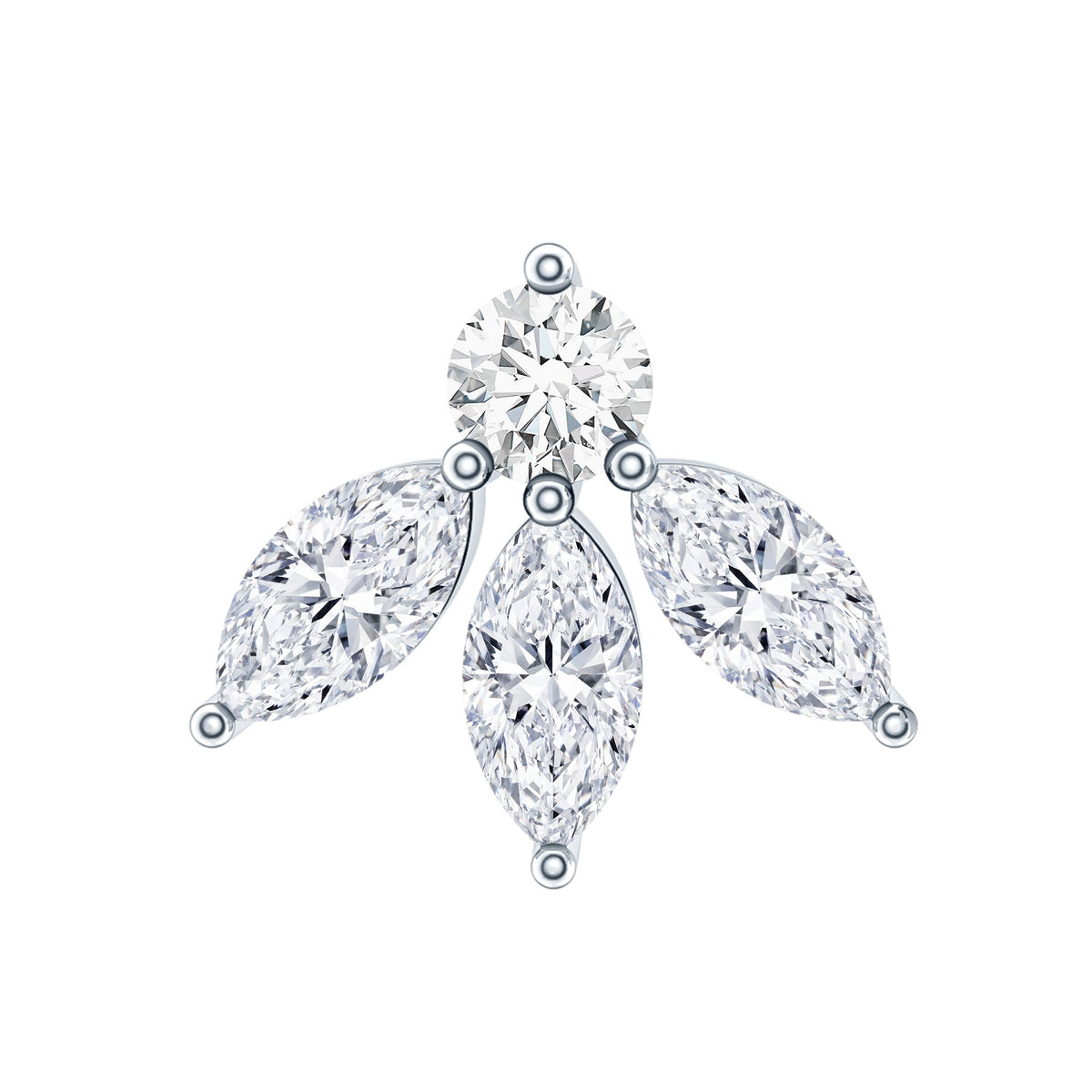Certified Moissanite Leaf Piercing Earring