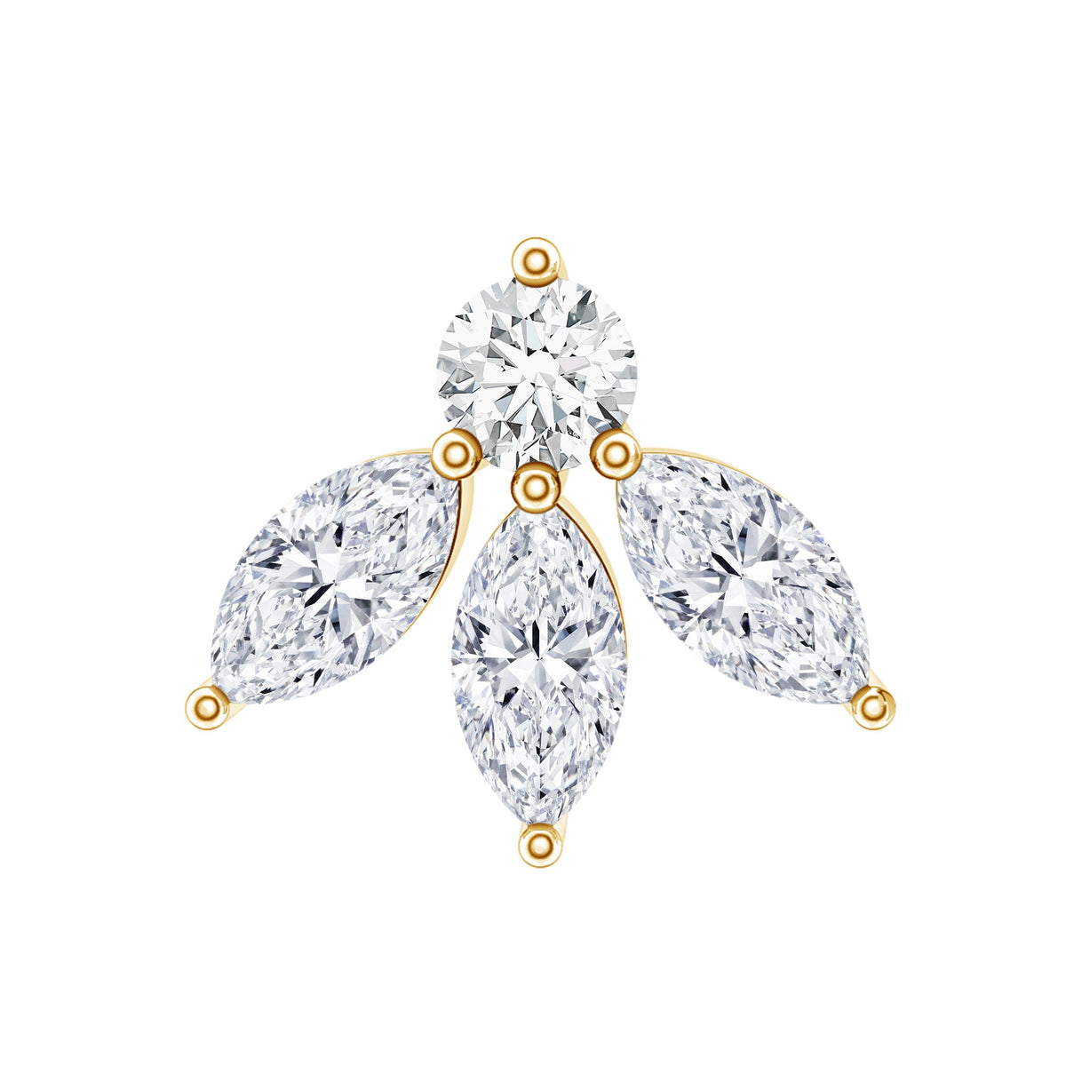 Certified Moissanite Leaf Piercing Earring