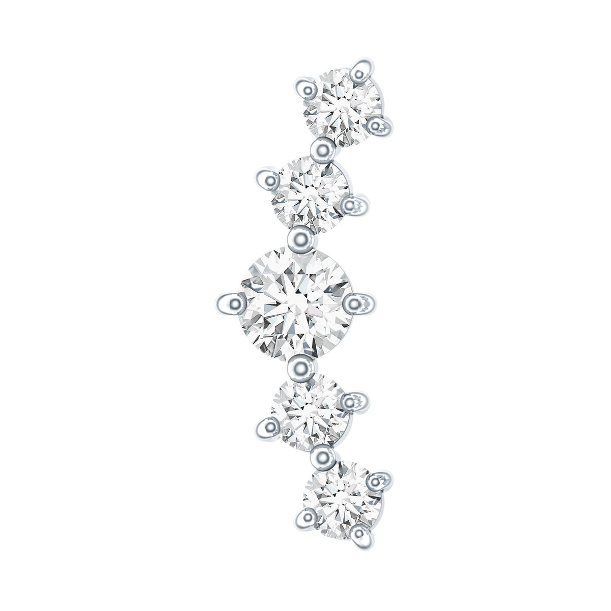 Certified Moissanite Curved Crawler Earring with Flat Back