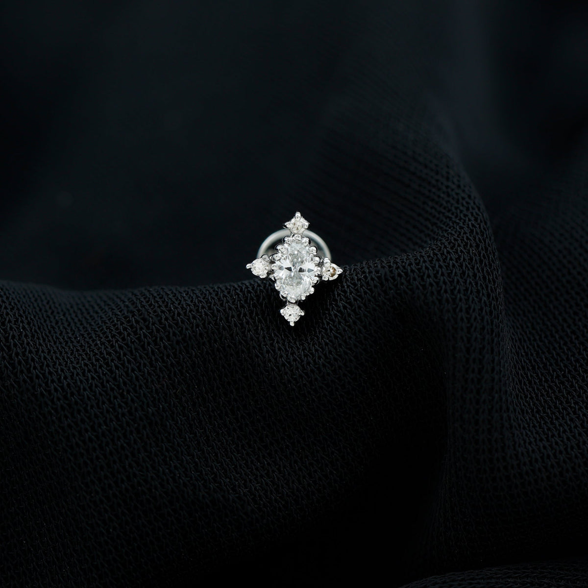 Vintage Inspired Oval Diamond Cartilage Earring
