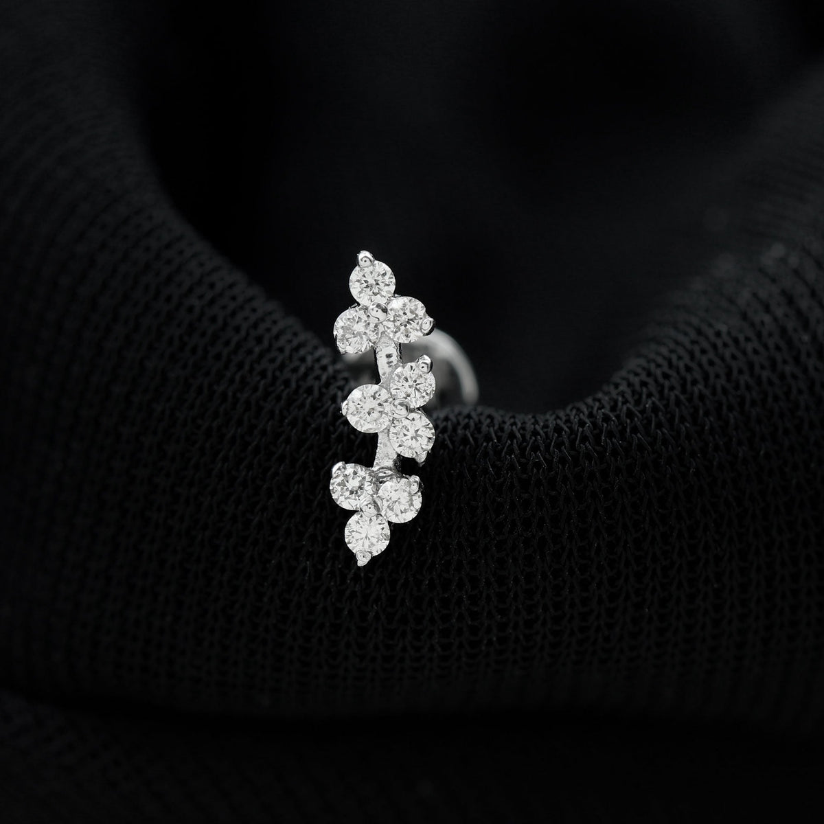 Simple Diamond Curved Helix Earring with Flat Back