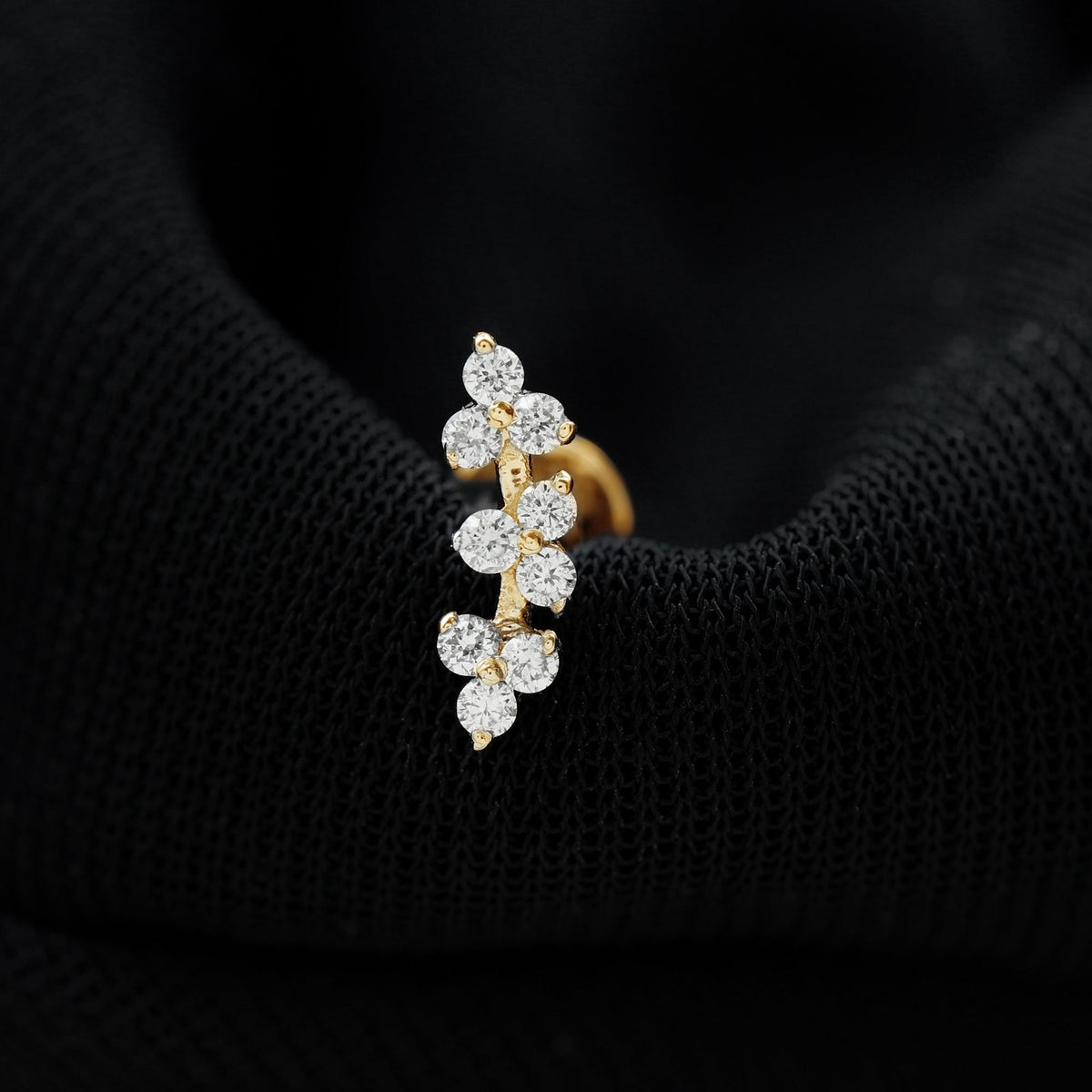 Simple Diamond Curved Helix Earring with Flat Back