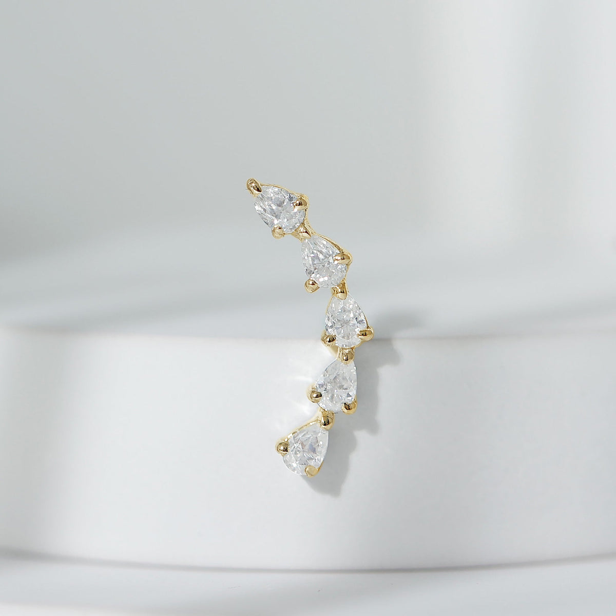 Pear Shape Diamond Crawler Earring for Cartilage Piercing