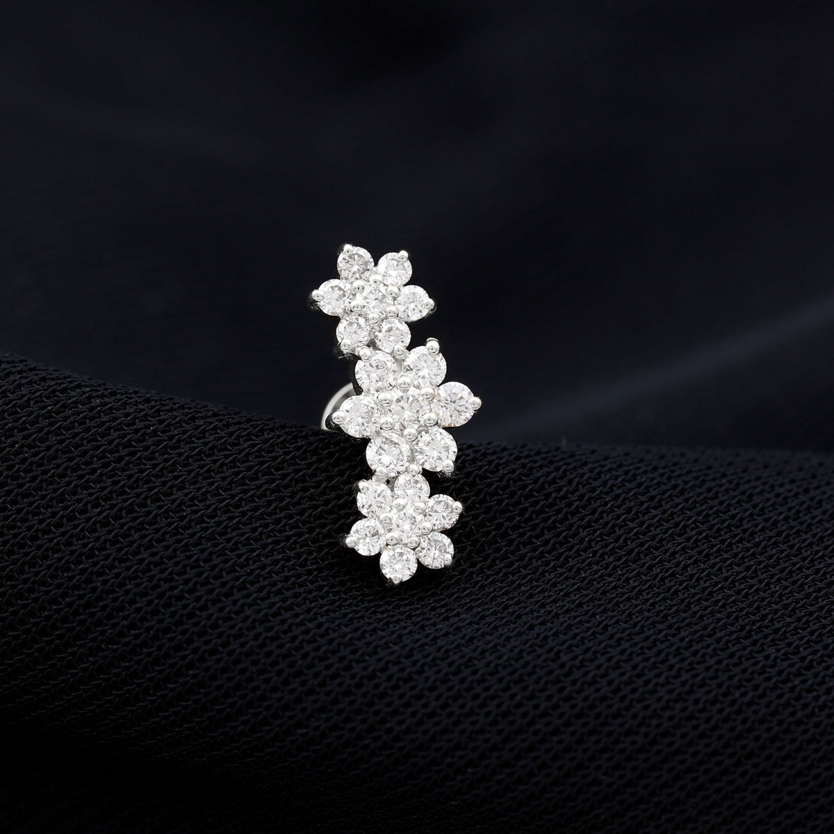 Certified Diamond Flower Crawler Cartilage Earring