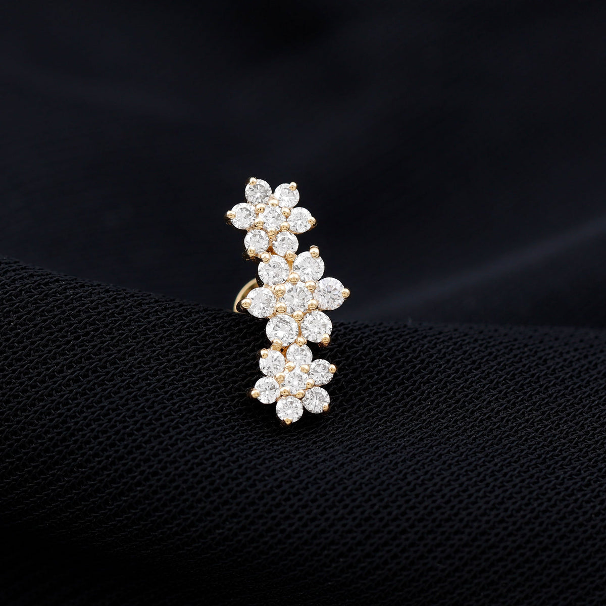 Certified Diamond Flower Crawler Cartilage Earring