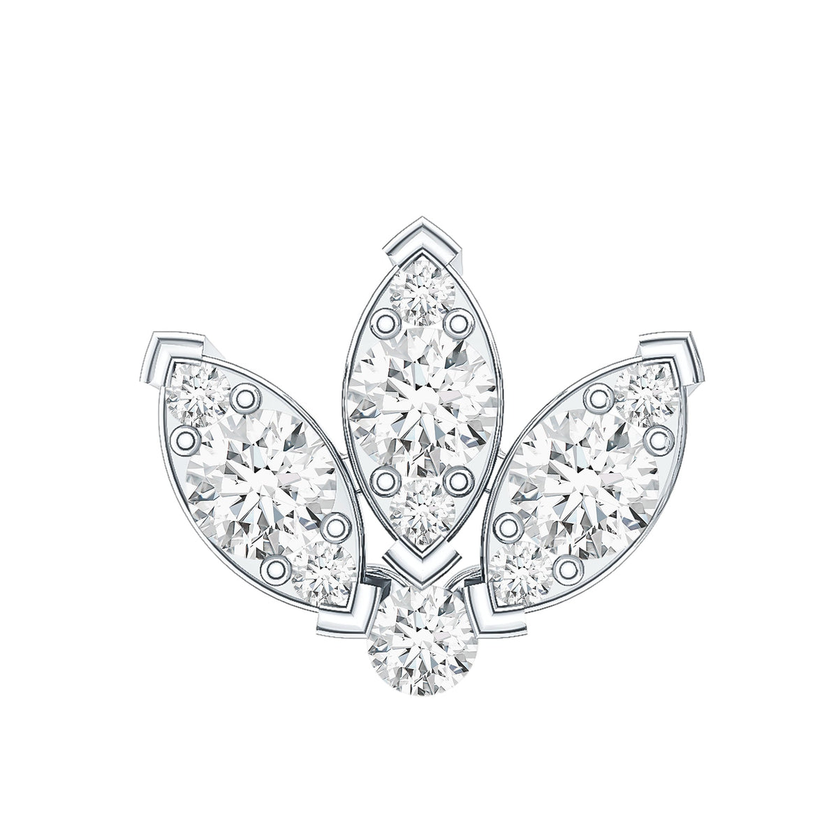 Certified Diamond Lotus Flower Earring with Flat Back