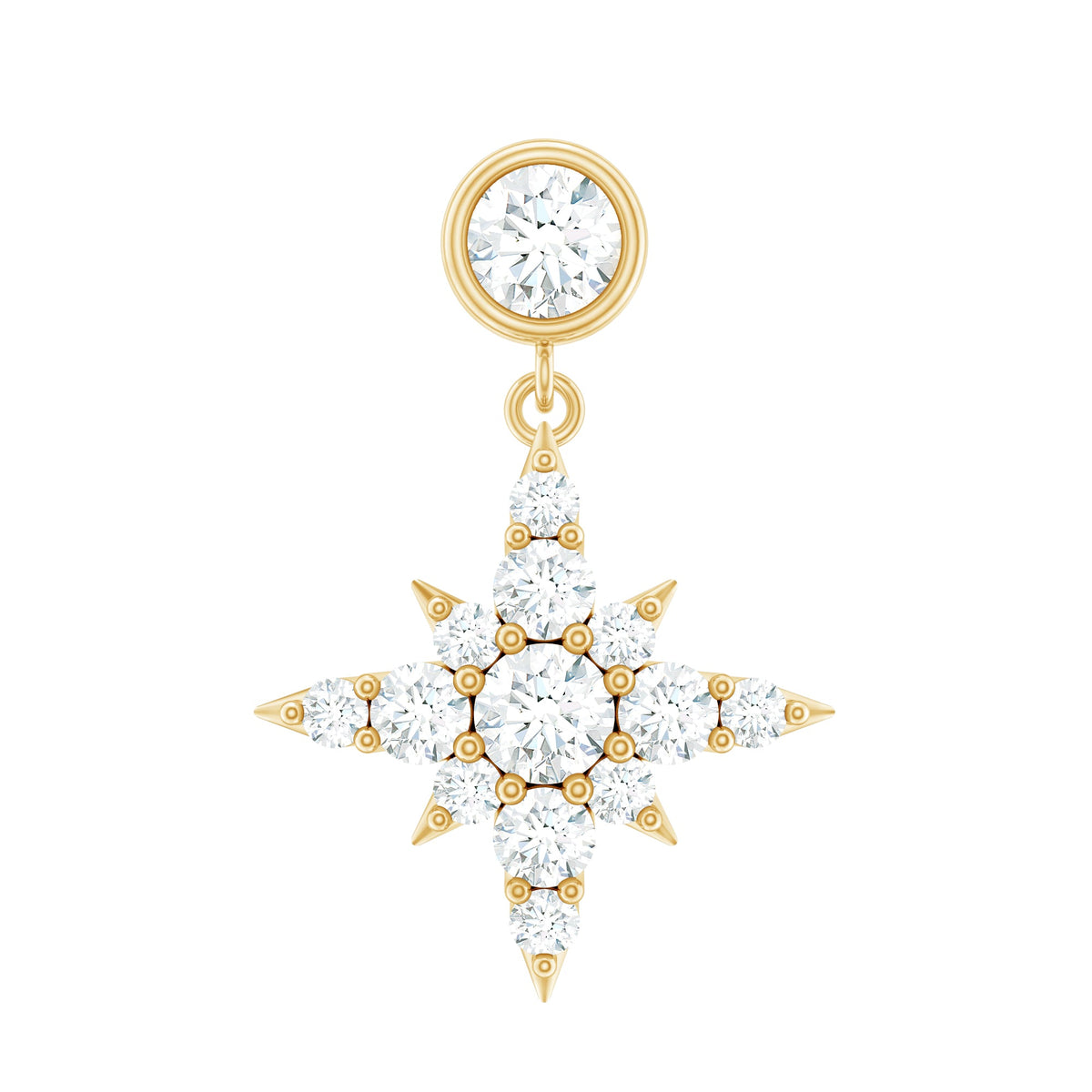 Certified Diamond Starburst Drop Earring for Helix Piercing