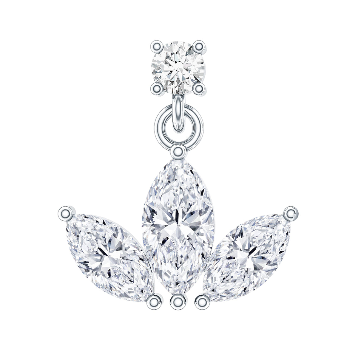 Marquise Diamond Lotus Cartilage Drop Earring