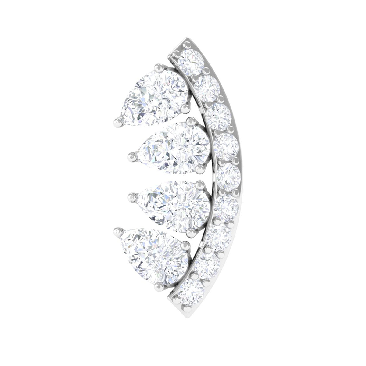Natural Diamond Curved Cartilage Earring with Flat Back