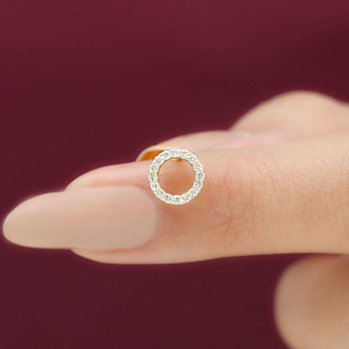 Brilliant Cut Diamond Circle Earring for Helix Piercing