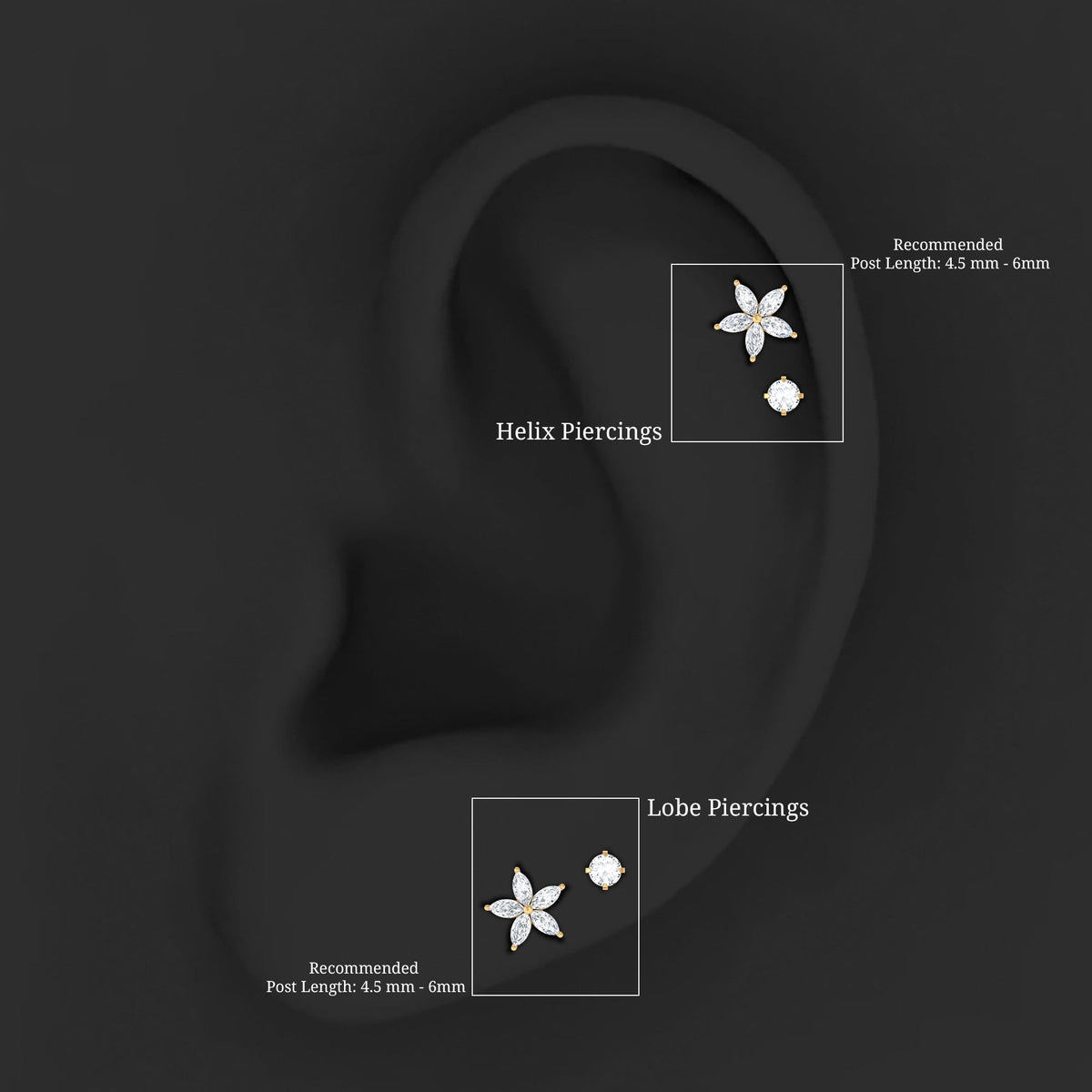 Marquise Diamond Flower Cartilage Earring Set