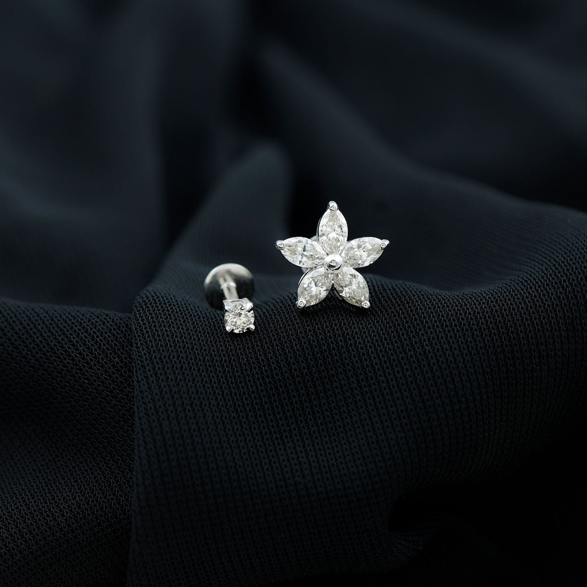 Marquise Diamond Flower Cartilage Earring Set