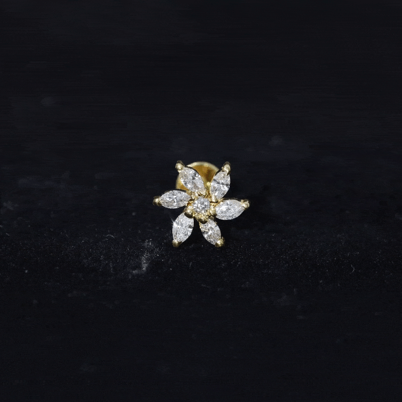 Sparkling Marquise Diamond Flower Helix Earring