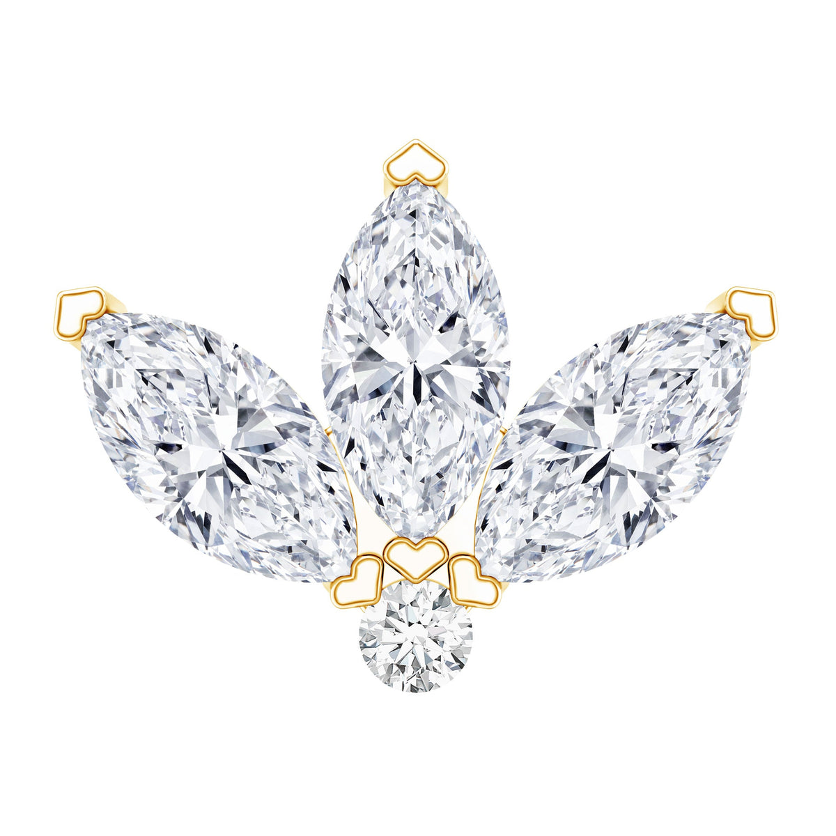 Marquise Cut Diamond Lotus Flower Earring for Cartilage Piercing