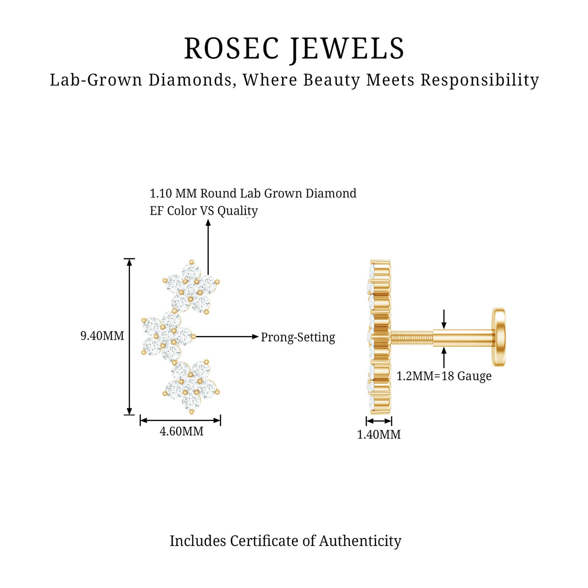 Helix Flower Crawler Earring with Diamond