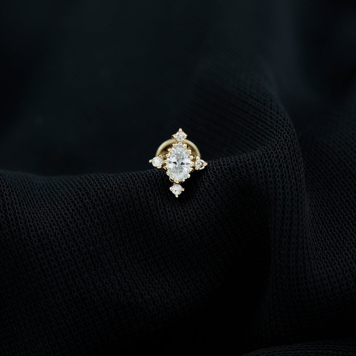 Vintage Inspired Oval Diamond Cartilage Earring
