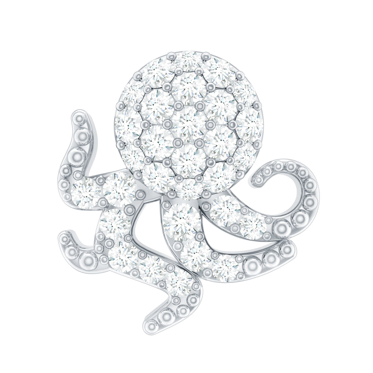 Diamond Octopus Earring with Flat Back