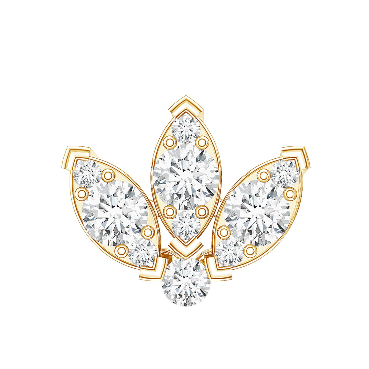 Certified Diamond Lotus Flower Earring with Flat Back