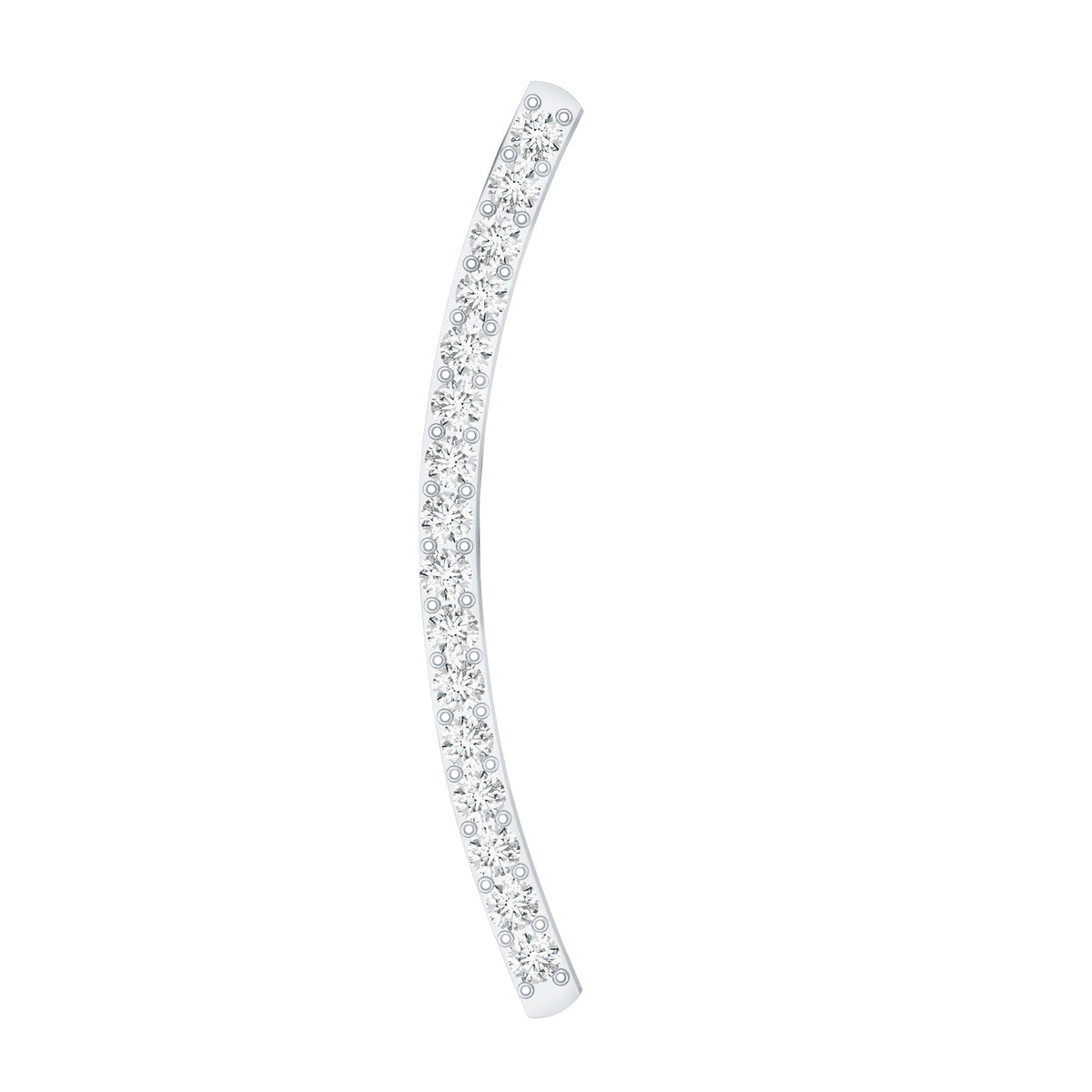 Pave Set Diamond Curved Bar Earring for Cartilage Piercing