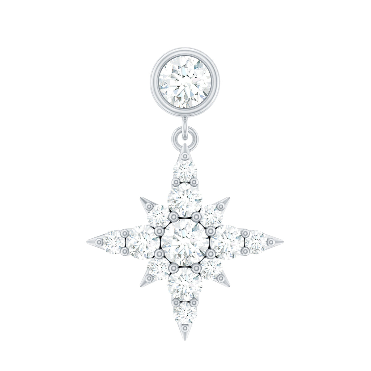 Certified Diamond Starburst Drop Earring for Helix Piercing