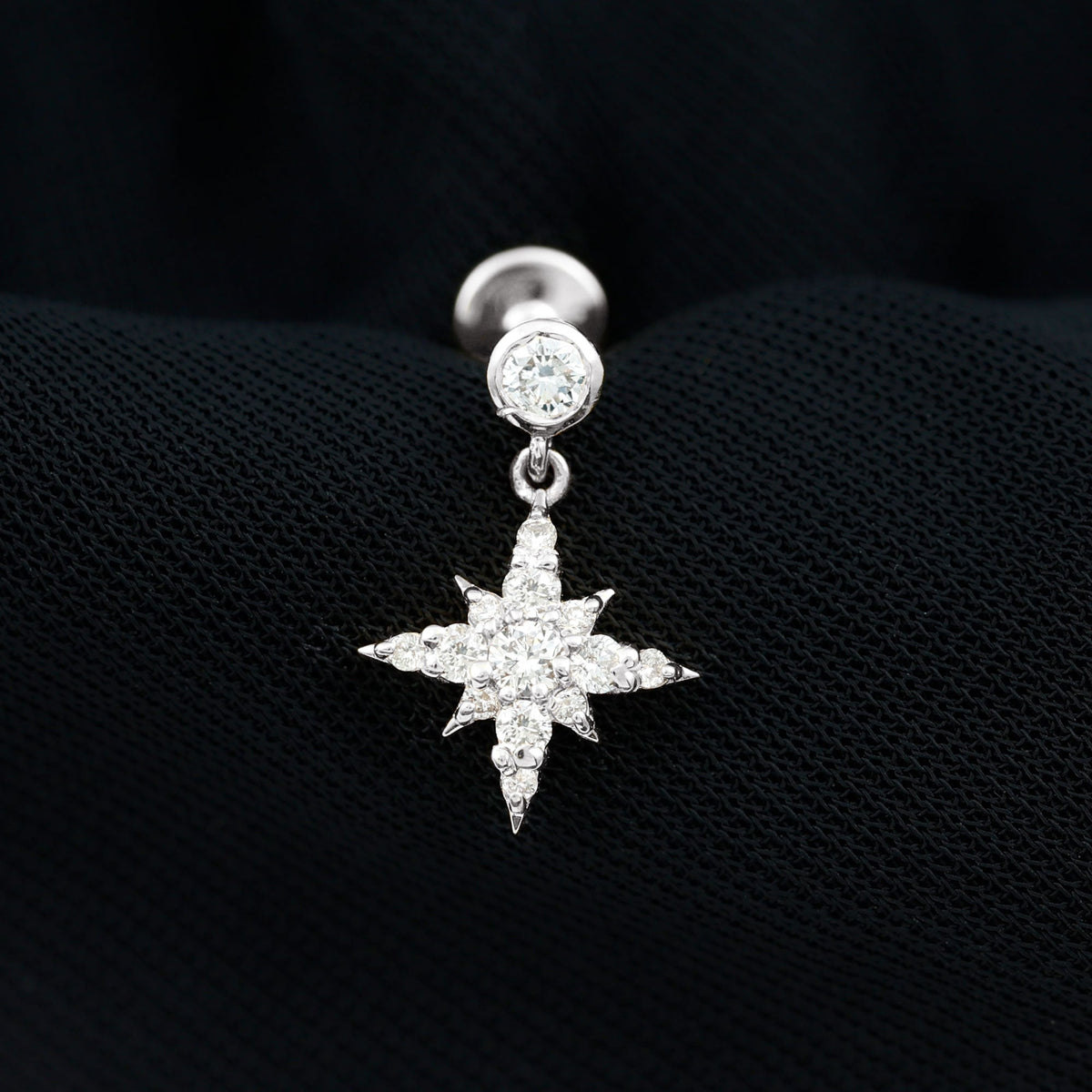 Certified Diamond Starburst Drop Earring for Helix Piercing