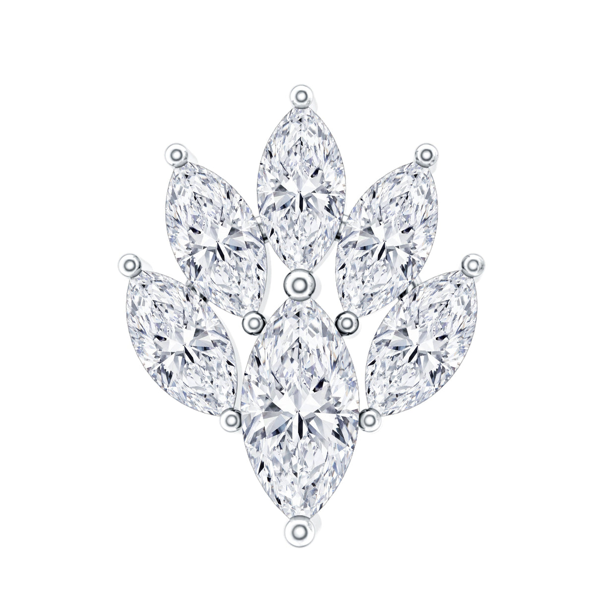 Marquise Diamond Leaf Cluster Helix Earring