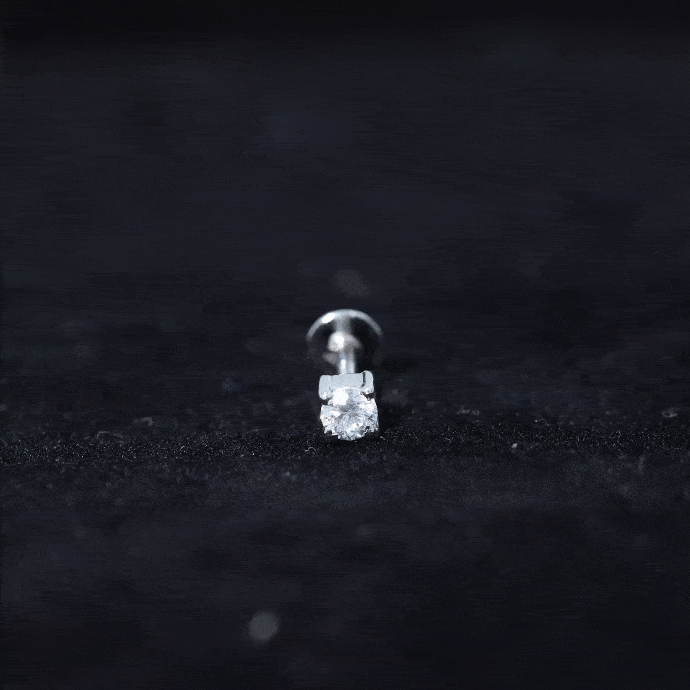 Minimalist Diamond Solitaire Tragus Earring