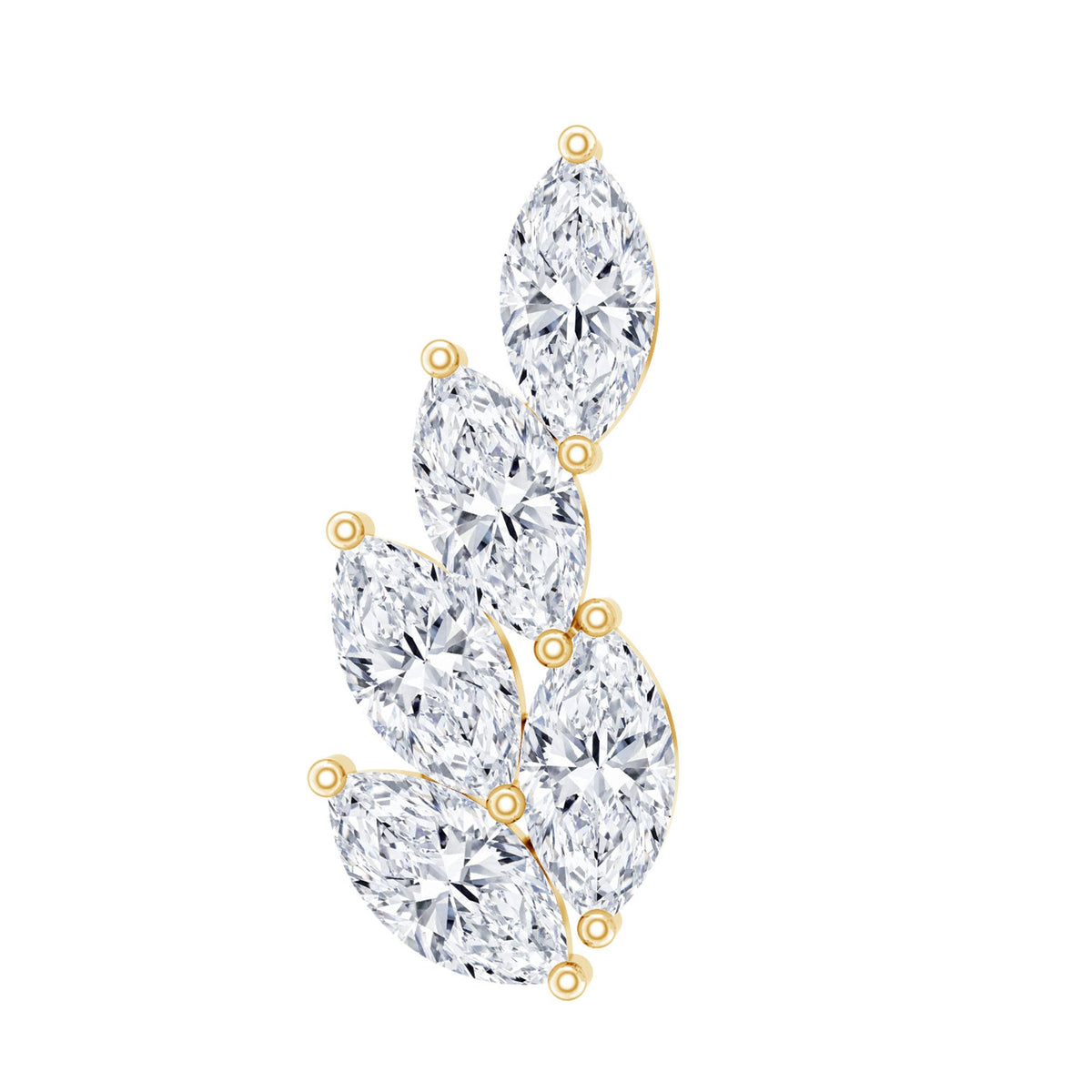 Marquise Diamond Leaf Cluster Earring for Helix Piercing