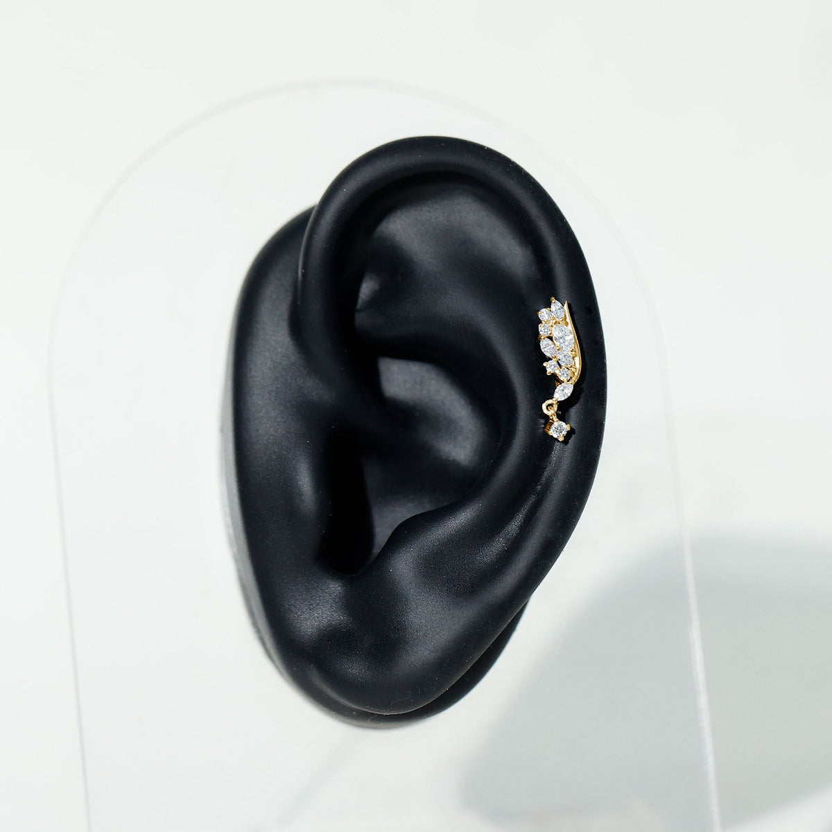Brilliant Cut Diamond Wing Helix Drop Earring with Flat Back