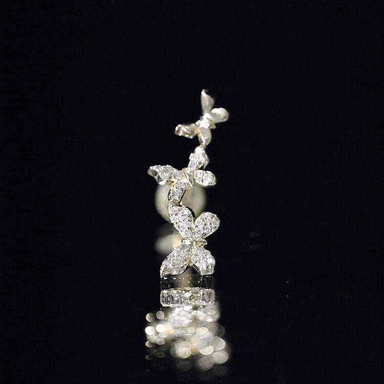 Diamond Butterfly Crawler Earring for Helix Piercing