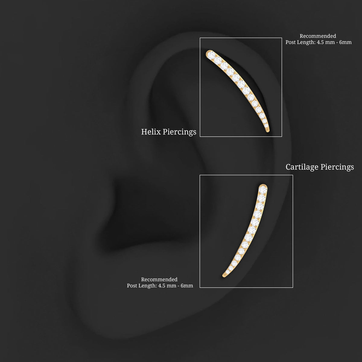 Graduated Style Diamond Climber Helix Earring