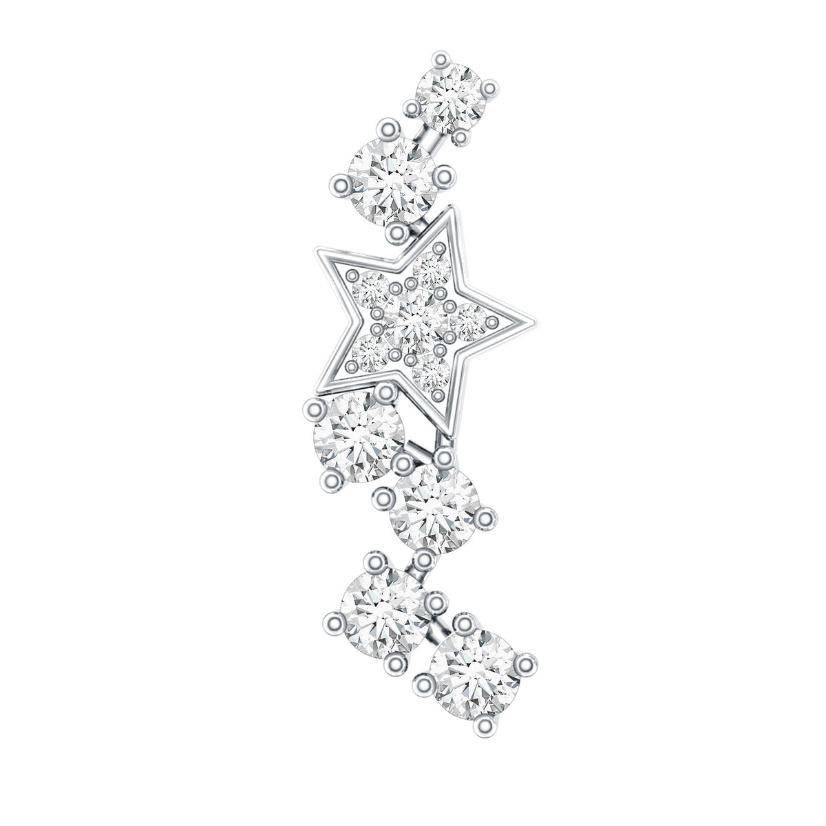 Unique Diamond Star Crawler Helix Earring