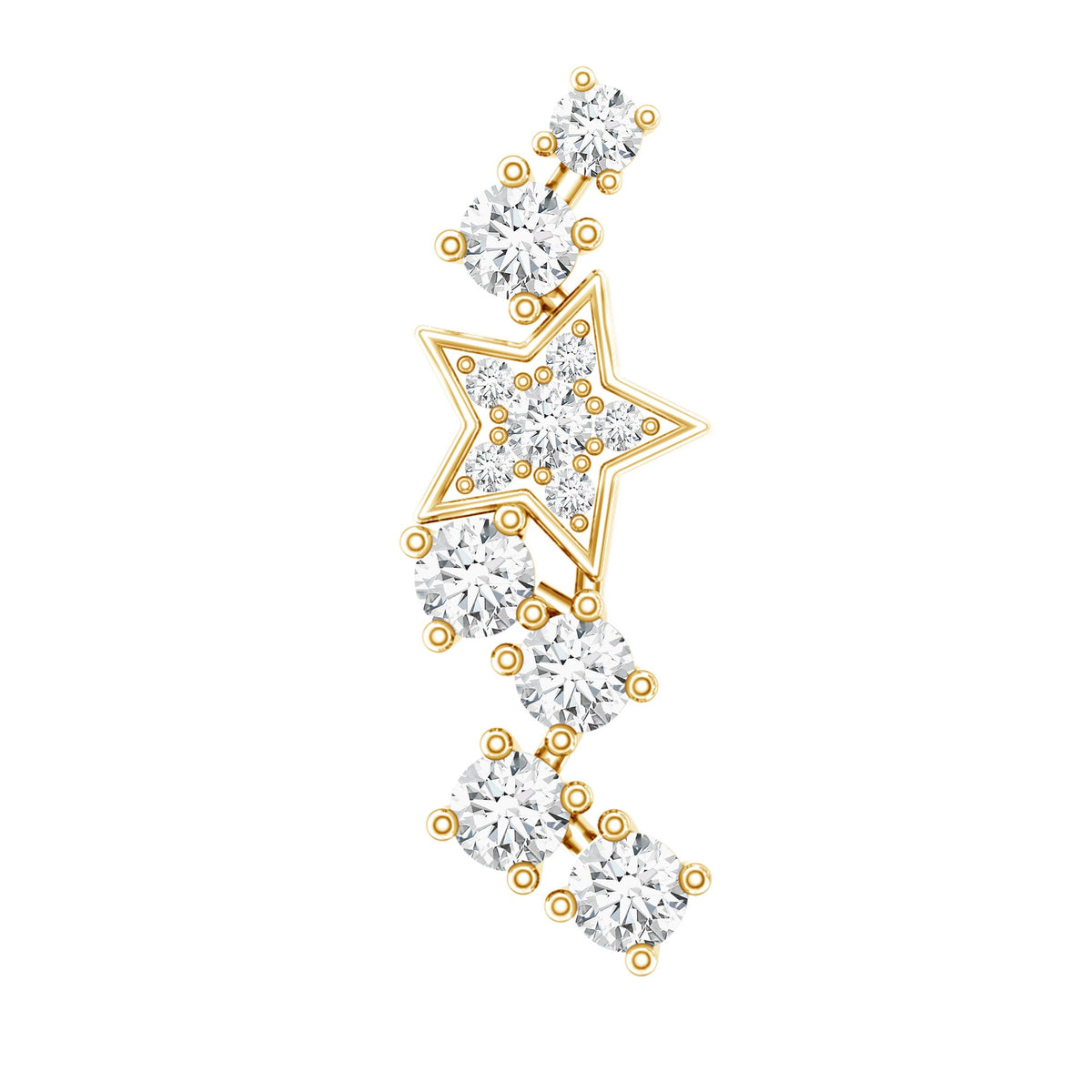 Unique Diamond Star Crawler Helix Earring
