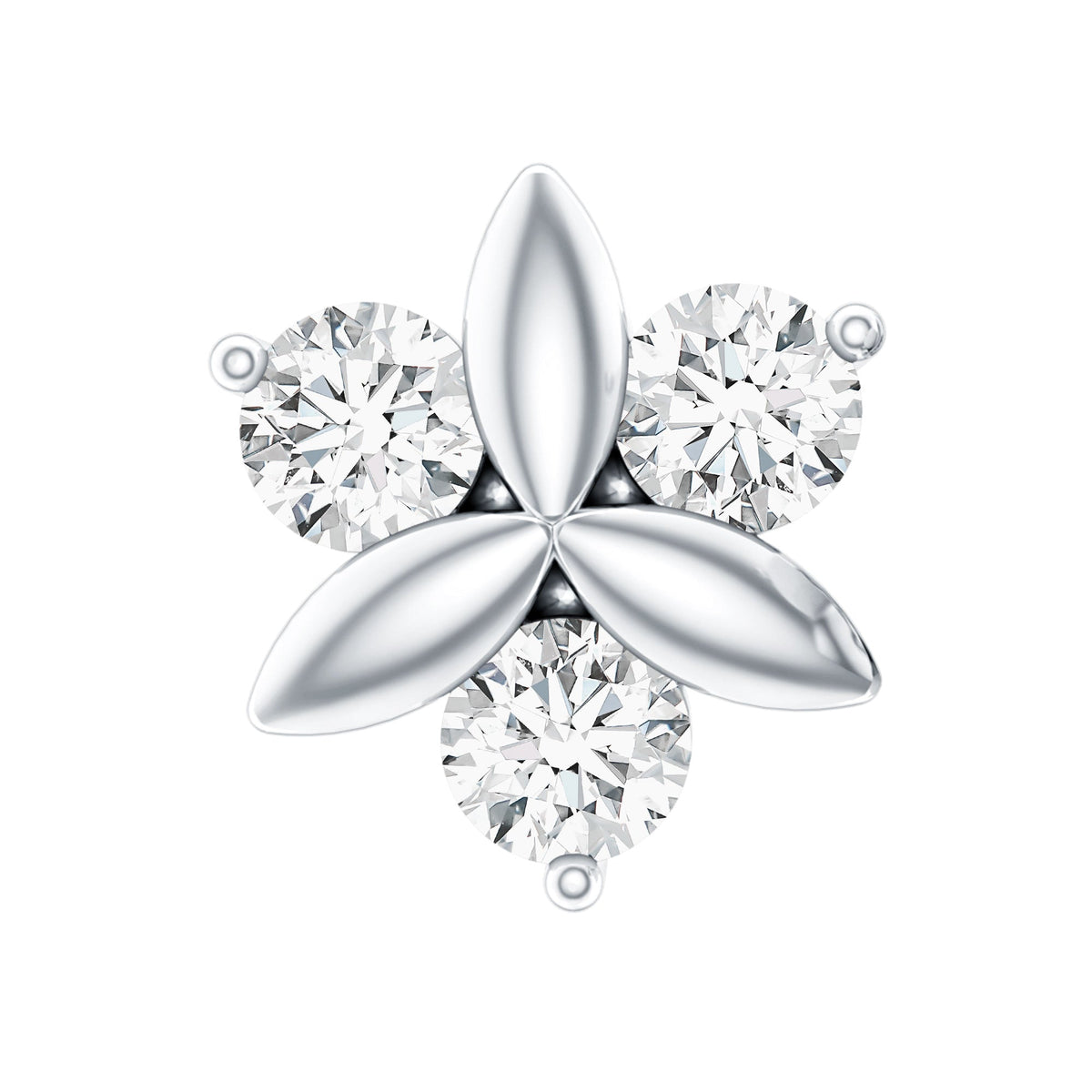 Brilliant Cut Diamond Floral Earring for Conch Piercing